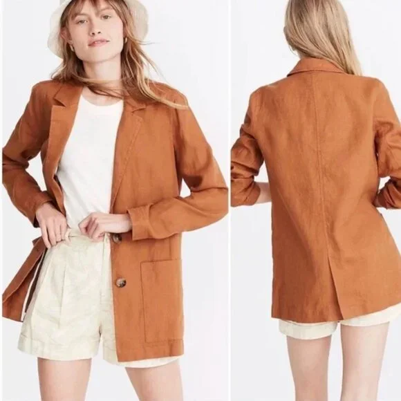 Madewell Linen Dorset Blazer in Warm Hickory - Picture 5 of 6